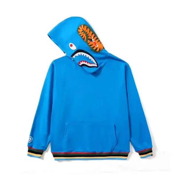 Bape Color Camo Tiger Shark Wide Full Zip Double Black Hoodie