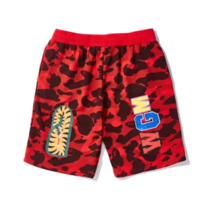 Camouflage Casual Bape Shark Red Shorts