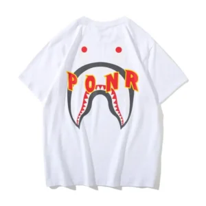 Casual White Bape Shark Camo PONR Tee-Shirts