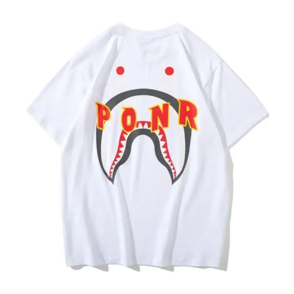Casual White Bape Shark Camo PONR Tee-Shirts