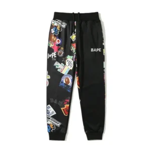 Embroidery Casual Bape Black Trousers
