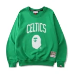 Fleece Letter Bape X NBA Celtics Green Sweatshirt