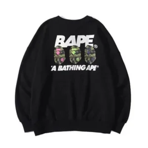 Letter Print Bape A Bathing Ape Tide Brand Black Sweater