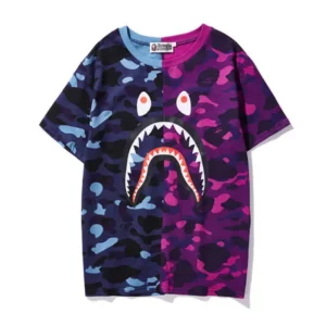 Short Sleeve Camouflage Bape Shark Camo Tee-Shirts